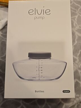 ❤️5/$25 New Elvie Pump Replacement Bottles -breastmilk Clear with Gray Caps